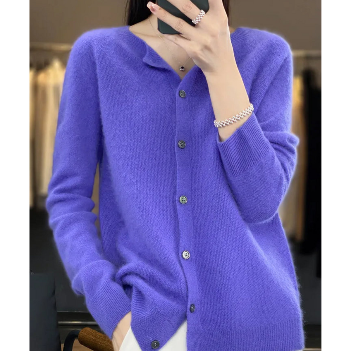 Alice & Ivy | Elegant Merino Wool Soft Cardigan with Round Neck