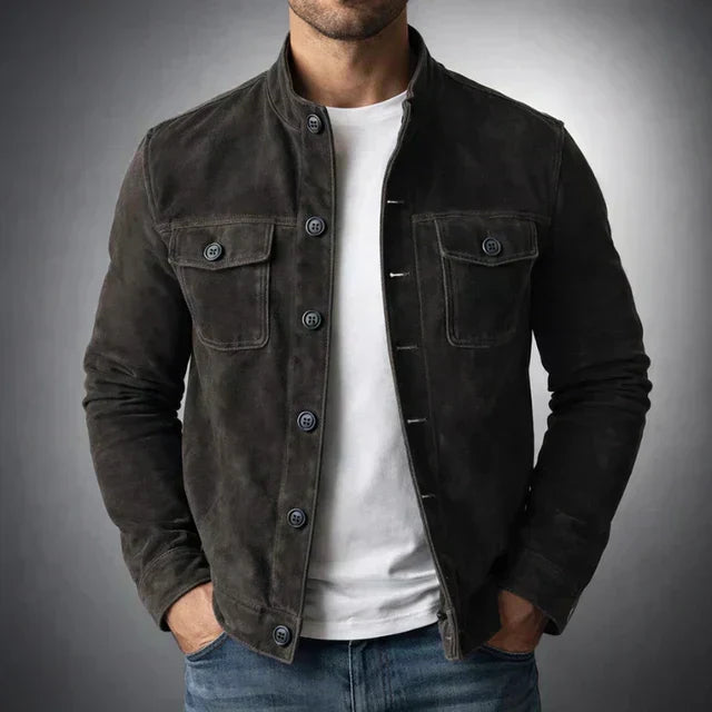 Alice & Ivy | Men's button-front leather jacket