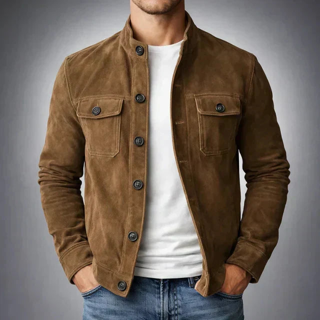 Alice & Ivy | Men's button-front leather jacket