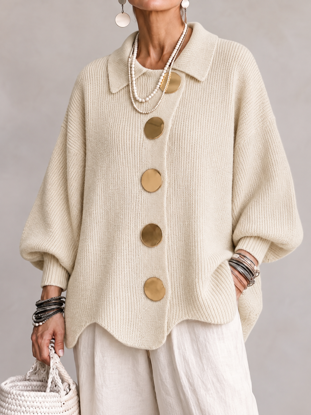 Alice & Ivy | Oversized Collared Cardigan
