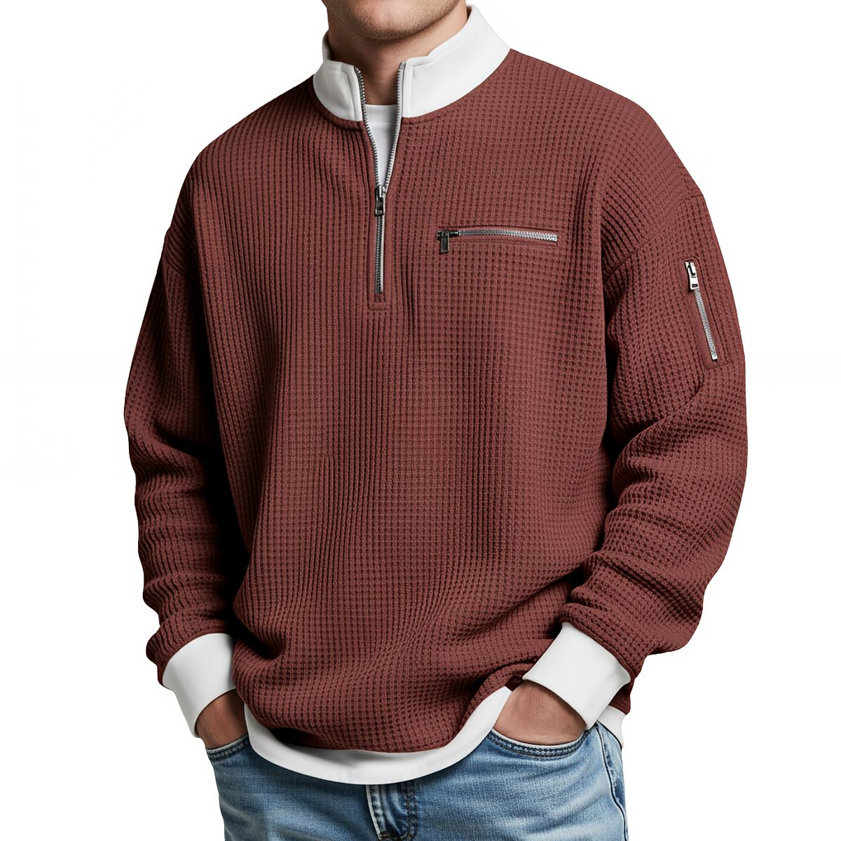 Alice & Ivy | Waffle Knit Half Zip Sweater