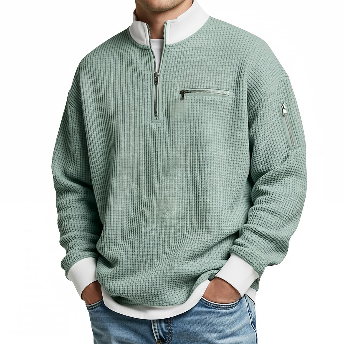 Alice & Ivy | Waffle Knit Half Zip Sweater