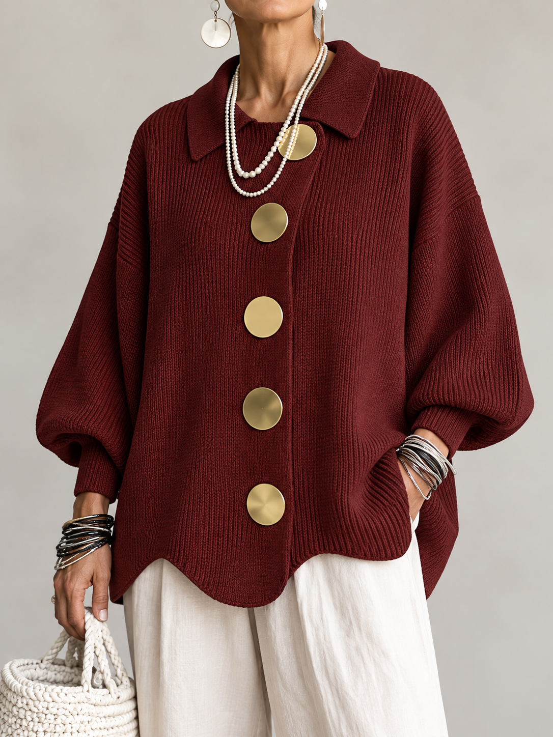 Alice & Ivy | Oversized Collared Cardigan