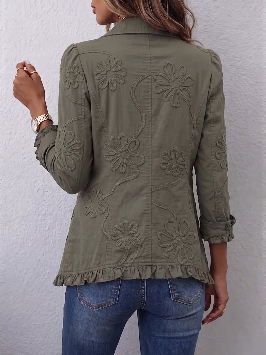 Alice & Ivy | Button-Front Jacket with Floral Texture