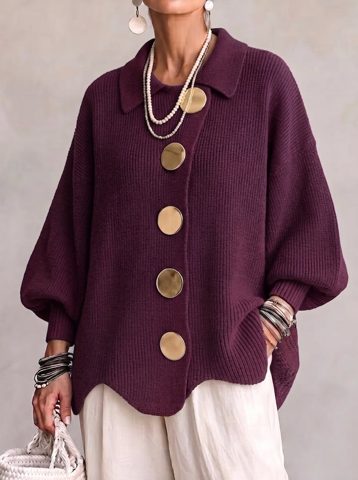 Alice & Ivy | Oversized Collared Cardigan