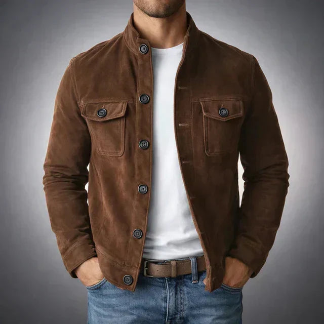 Alice & Ivy | Men's button-front leather jacket