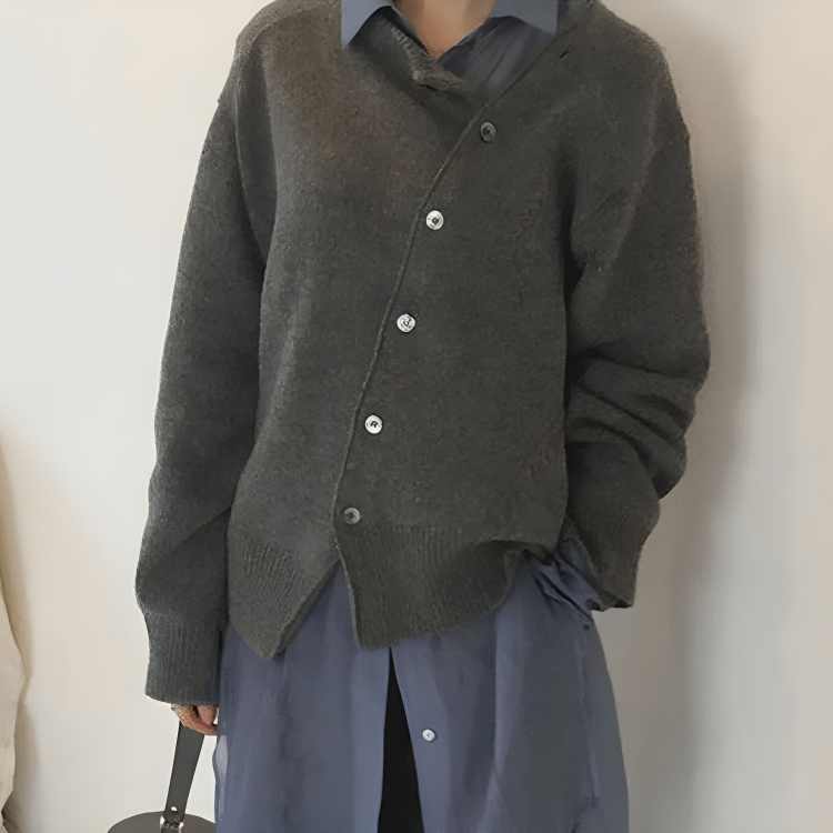 Alice & Ivy |  Asymmetrical Buttons Casual Layering All Seasons