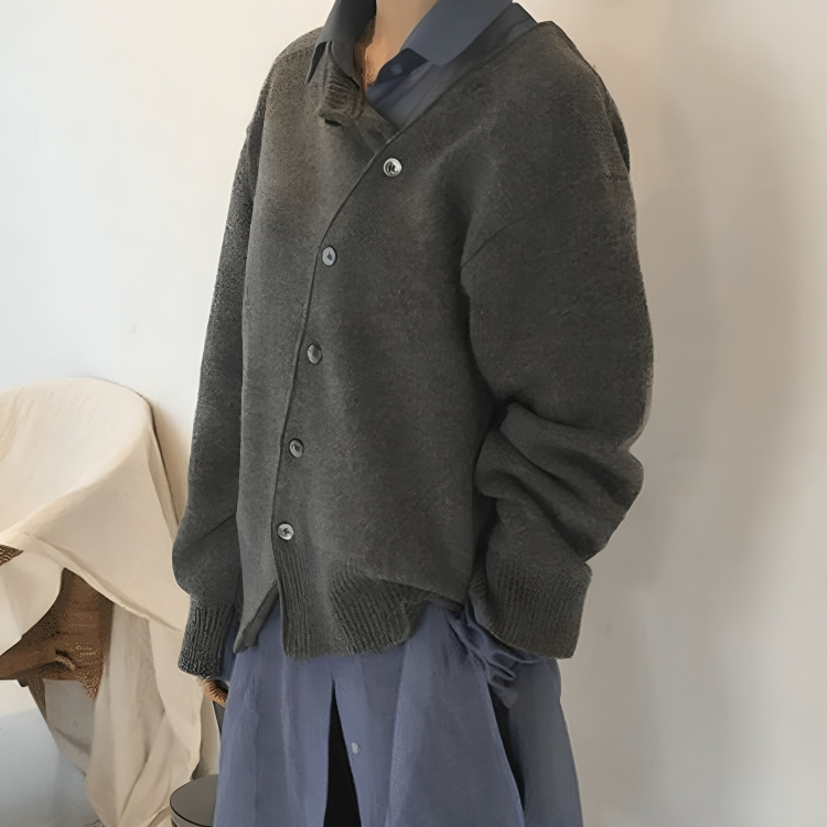 Alice & Ivy |  Asymmetrical Buttons Casual Layering All Seasons