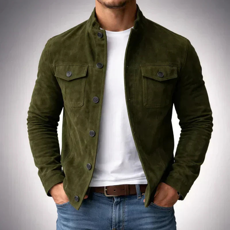 Alice & Ivy | Men's button-front leather jacket