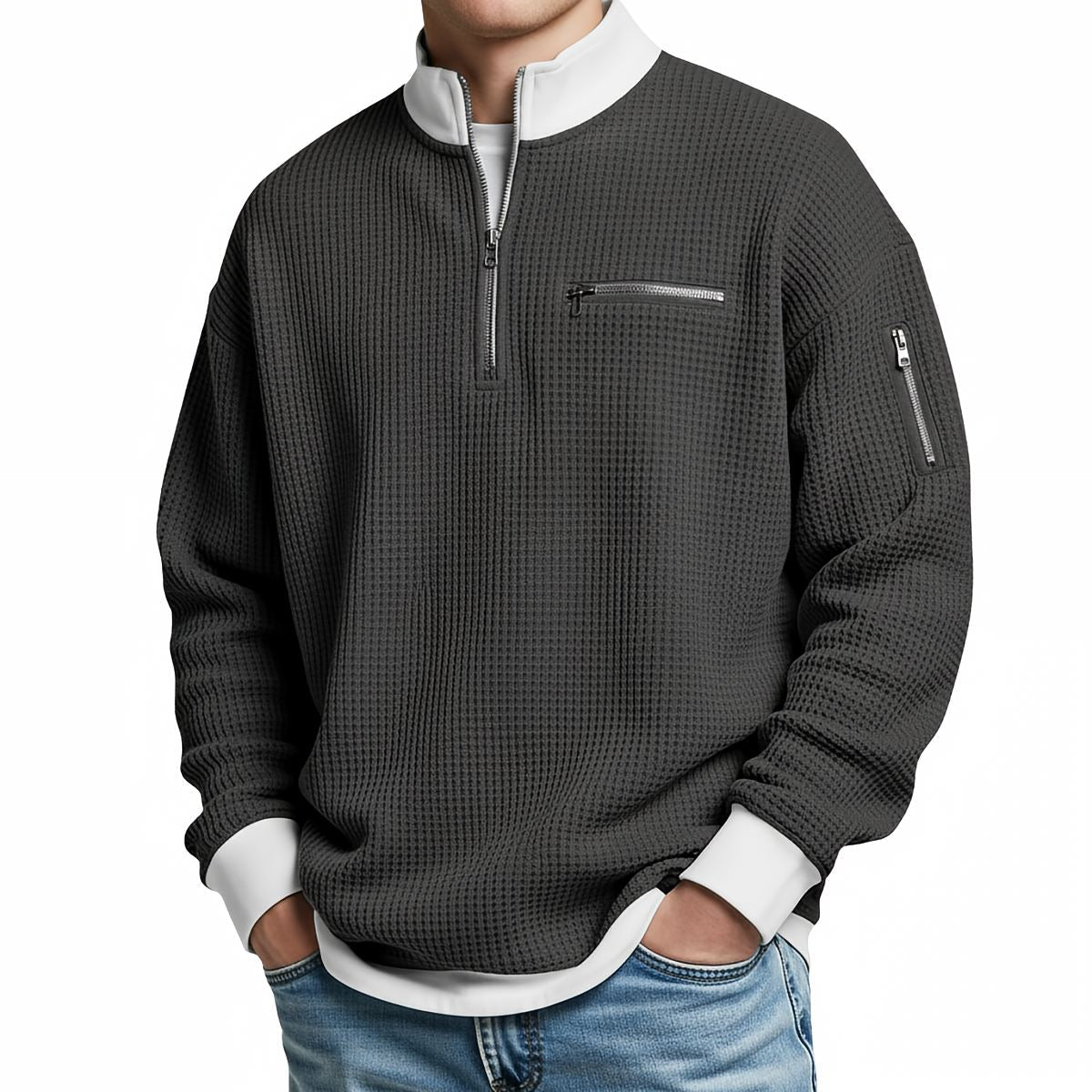 Alice & Ivy | Waffle Knit Half Zip Sweater