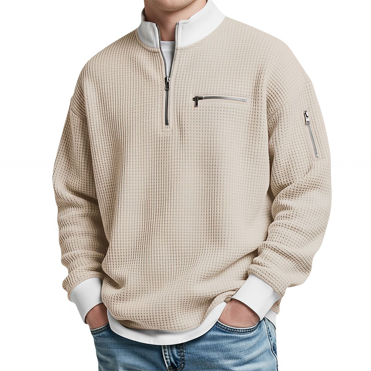 Alice & Ivy | Waffle Knit Half Zip Sweater