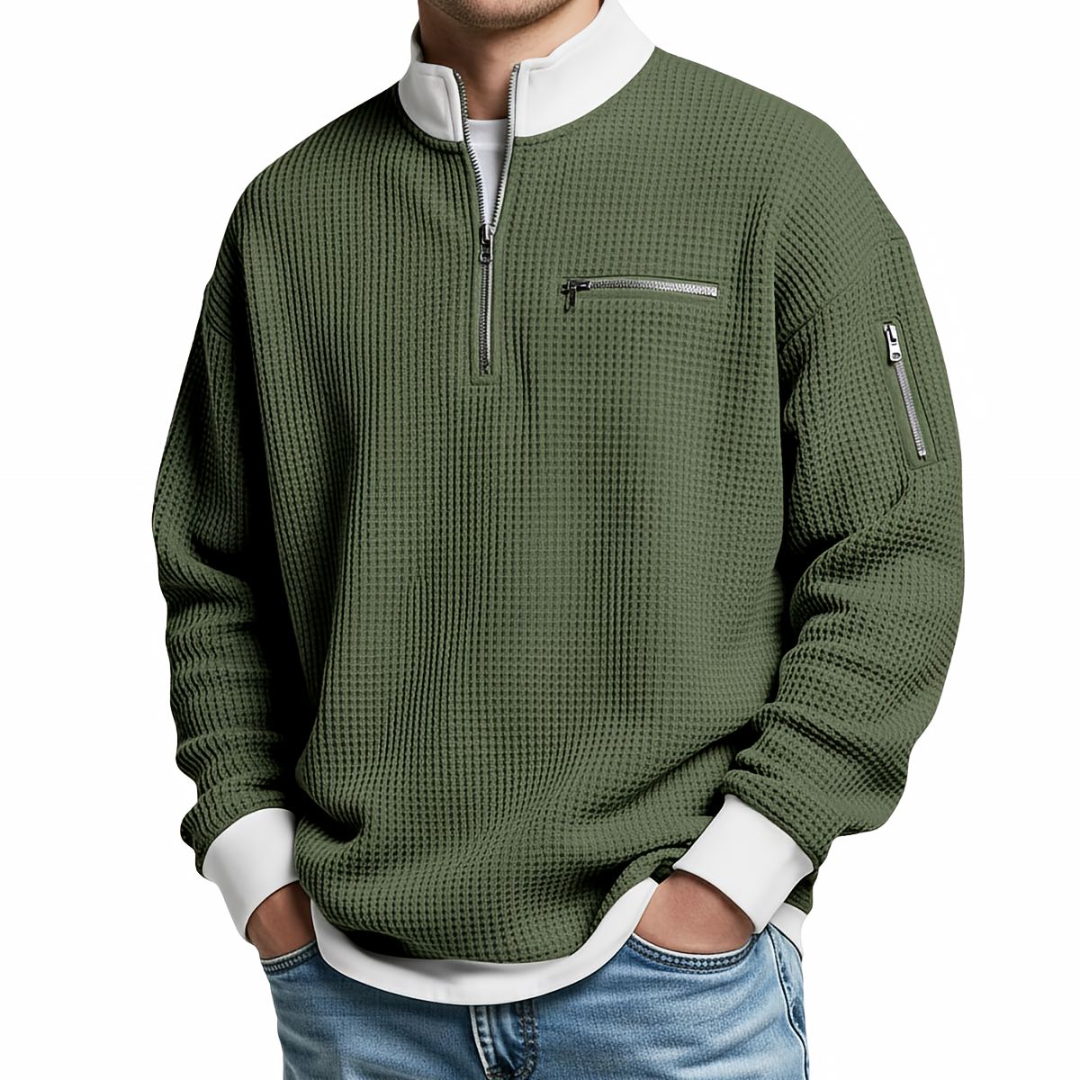 Alice & Ivy | Waffle Knit Half Zip Sweater