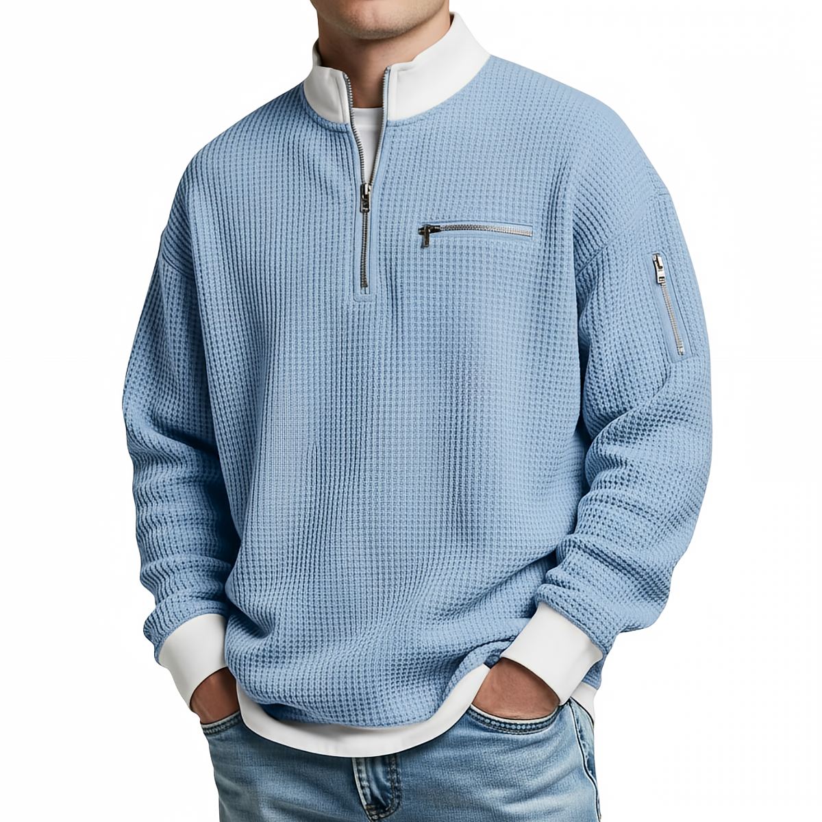 Alice & Ivy | Waffle Knit Half Zip Sweater