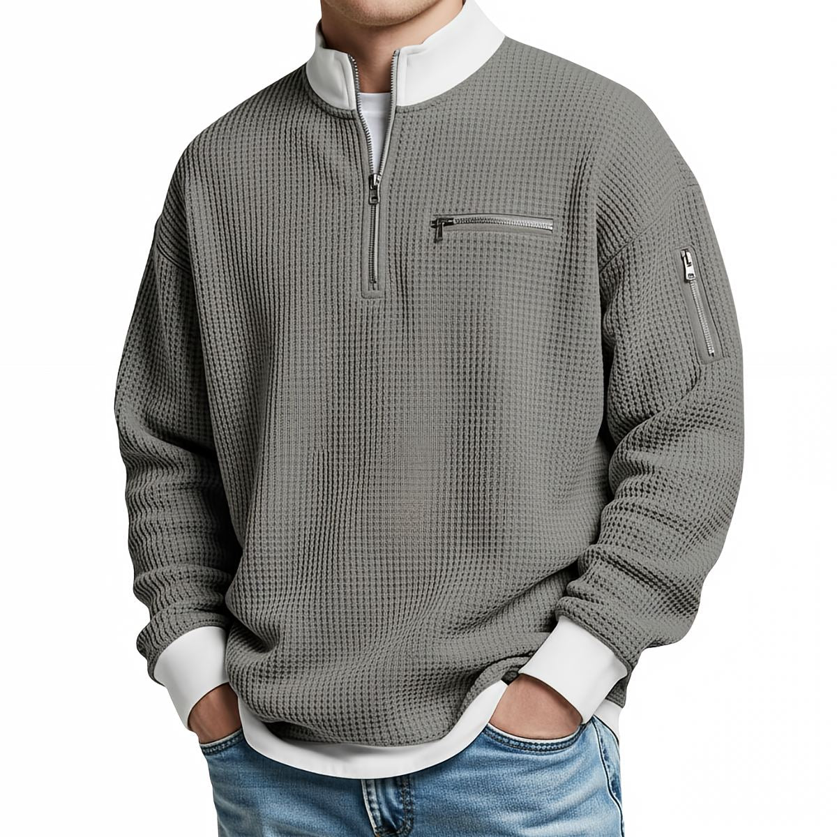 Alice & Ivy | Waffle Knit Half Zip Sweater