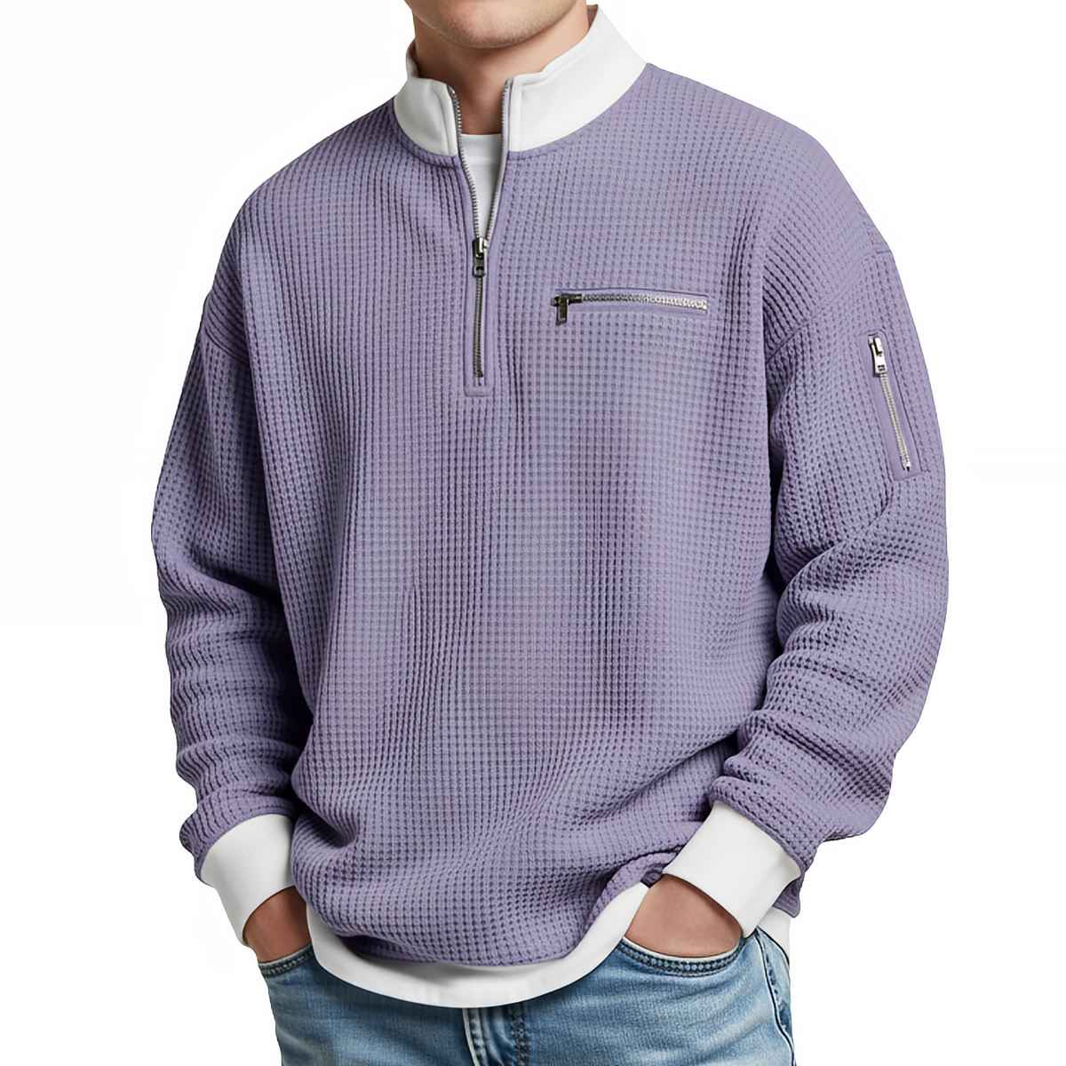 Alice & Ivy | Waffle Knit Half Zip Sweater