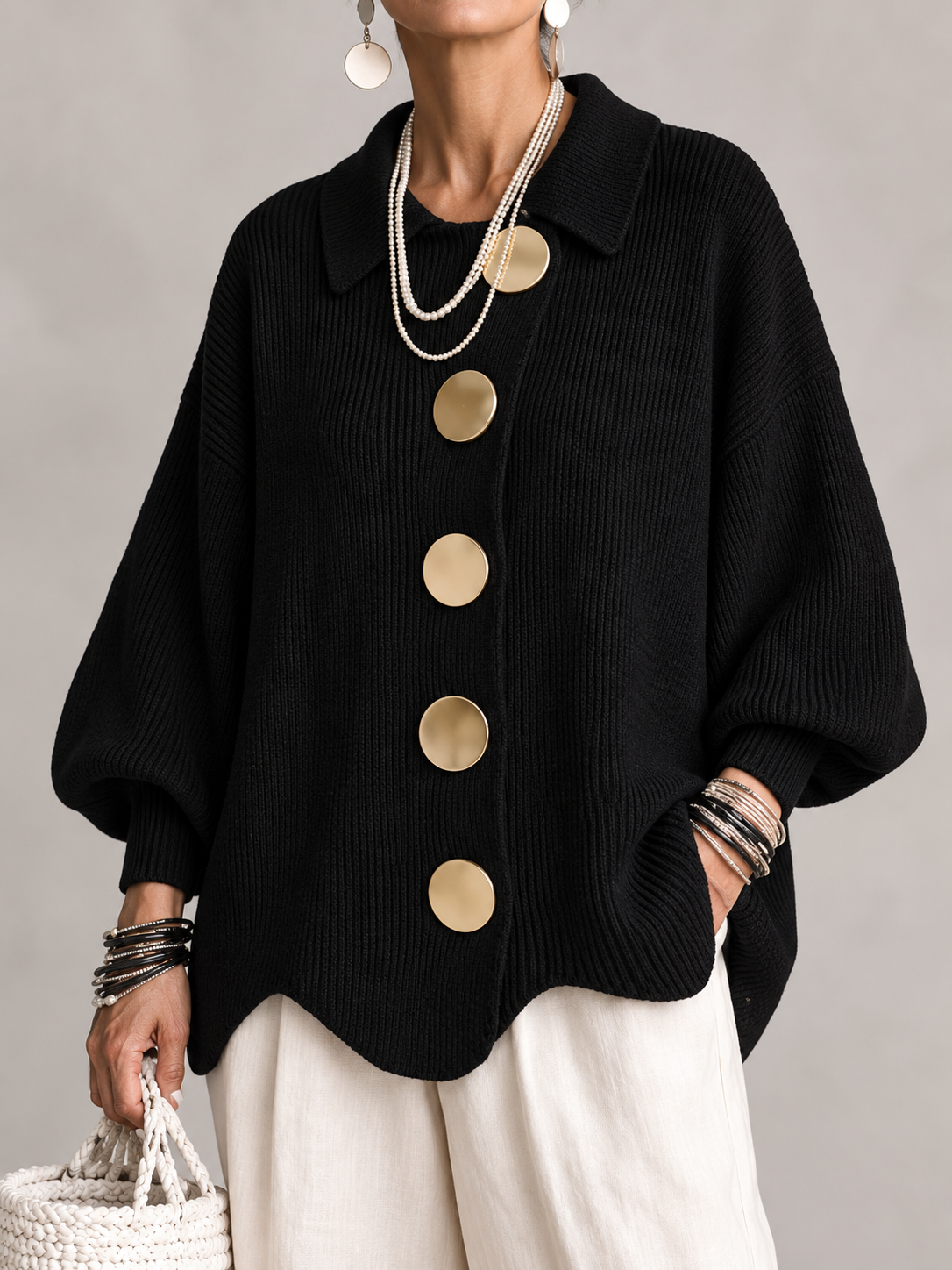 Alice & Ivy | Oversized Collared Cardigan