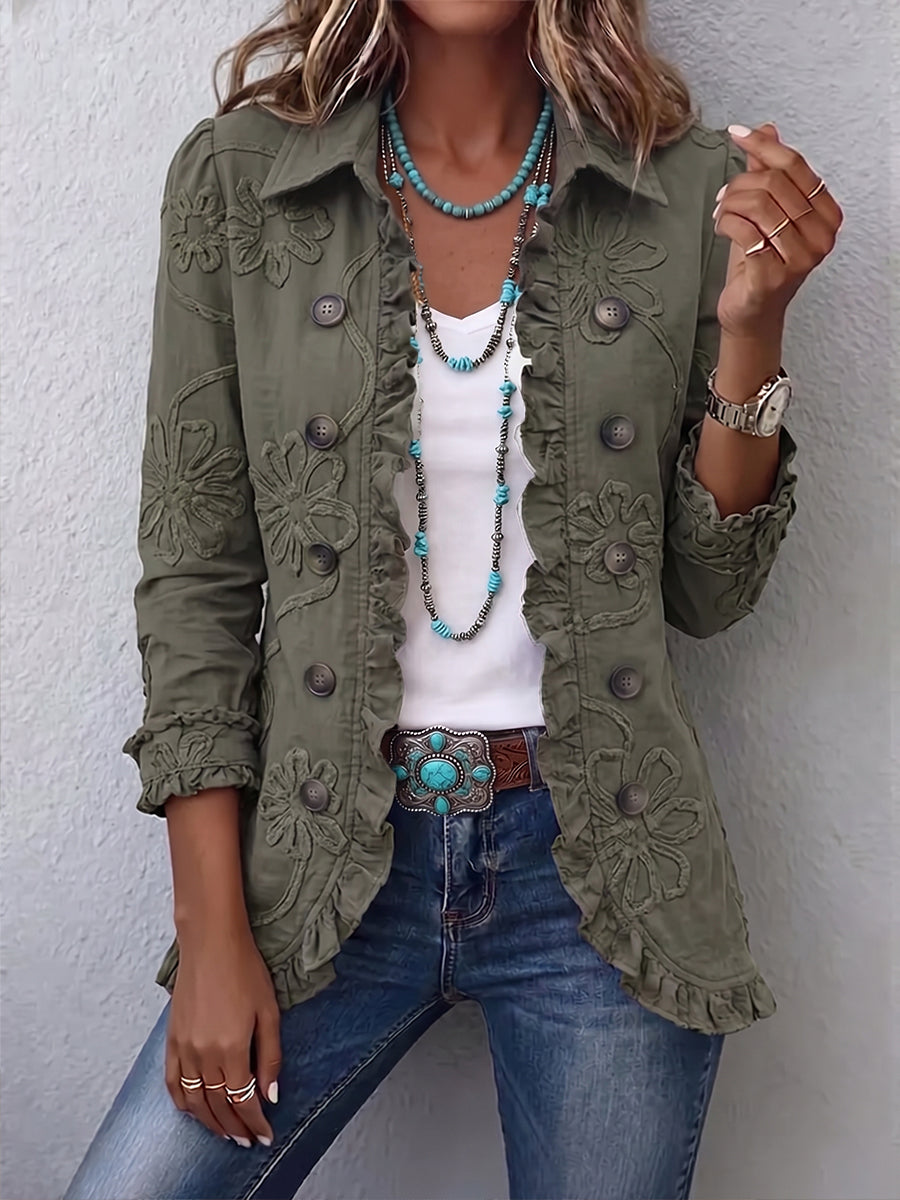 Alice & Ivy | Button-Front Jacket with Floral Texture