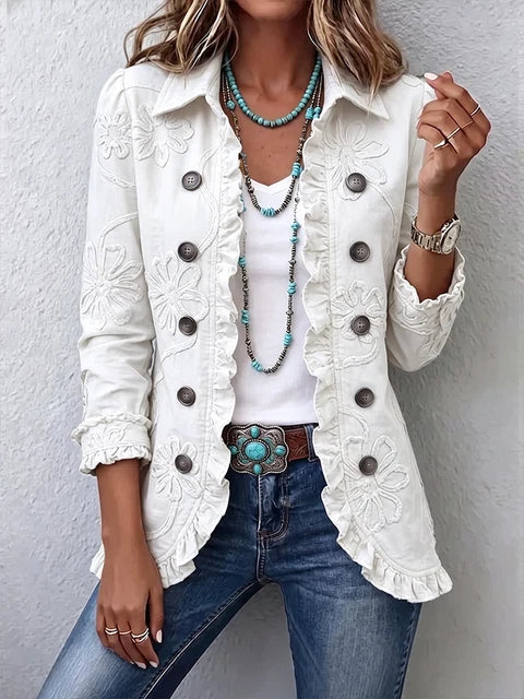 Alice & Ivy | Button-Front Jacket with Floral Texture