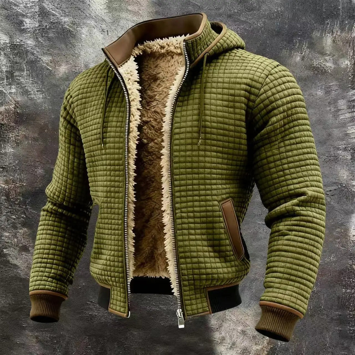 Lukas™ | Warme Waffel-Bomberjacke mit Kapuze